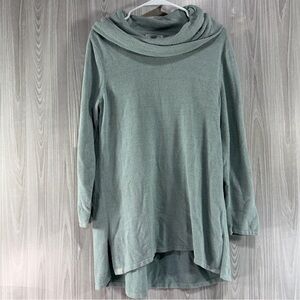 Barefoot Dreams Cozychic Ultra Lite Coastal Blue Green Cowl Neck Pullover Sz L